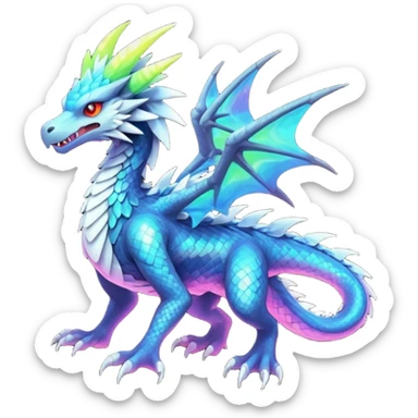 Neon Vibrant Pulsating Trail-glowing Chromatic Trico-Silvally-Dragon-fusion-hybrid sticker