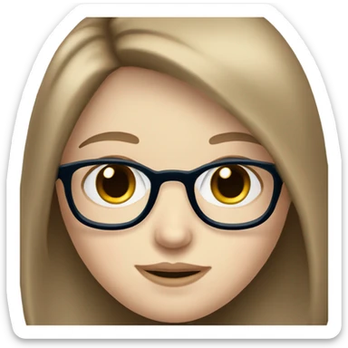 Pale skin girl with long Brown Hair and Blue Eyes in glasses  sticker