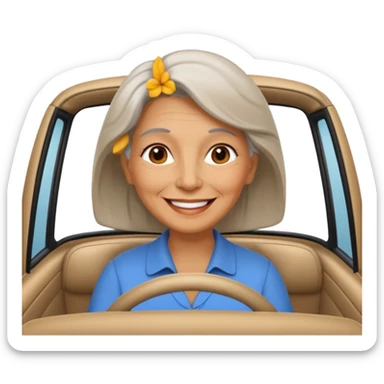 Stikers of mom which is a bit old and is relax and I will put her in a car sticker