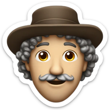 jewish man with curls and hat rubbing hands together side profile giant nose sticker