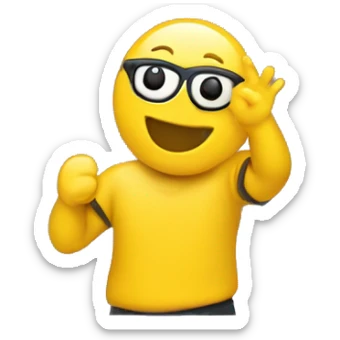 yellow degen wearing  up network written t-shirt, saying hi sticker