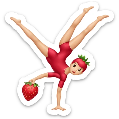 Strawberry fruit stands on one leg when doing gymnastics sticker