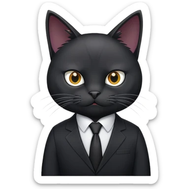 Black cat in a black business suit in an office called PrimeCopy sticker