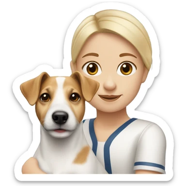 blonde girl and jack russell terrier sticker