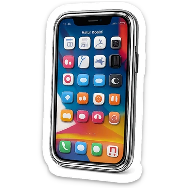 Transform the phone into a 3D chrome metallic style but keep all the original colors and details, highly reflective and shiny, no background. sticker