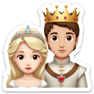 White Princess and prince with brown eyes love sticker