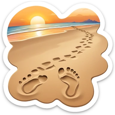 beach sunset. Two sets of footprints—one small, the other larger childhood self and inner child sticker