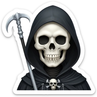 Silver skull Grim Reaper gothic With a scythe  sticker