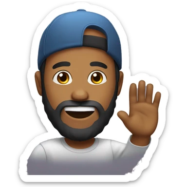 man happy beard young waving body sticker