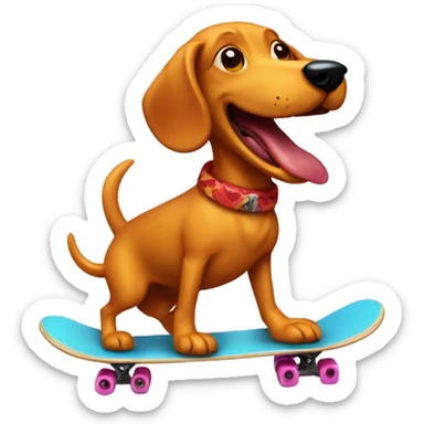 Fire breathing weenie dog riding a skateboard  sticker