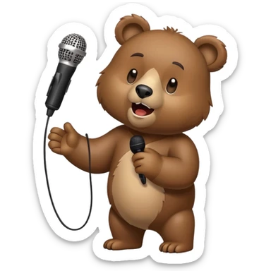 a bear that sings and holds a microphone sticker