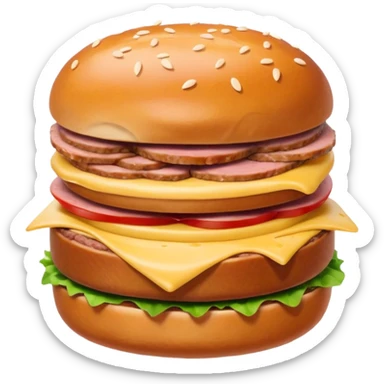 cute emoji of Leberkäse sandwich, thick pinkish meatloaf in round white lightly floured bun, little mustard on side, minimalist expressive sticker