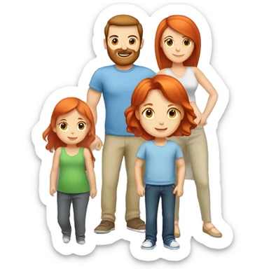 Parents with a baby girl - mom has red hair, dad has brown hair and the baby is a girl. All of them are Caucasian. The daughter should be an infant sticker