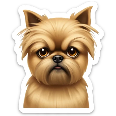 Brussels Griffon cross-bred with Pomeranian, only beige, angry sticker