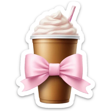 light pink bow on light pink bow on a ice coffe sticker
