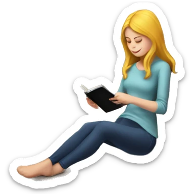 White girl reading a kindle next to a fireplace   sticker