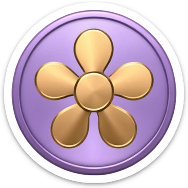 I need you to recreate this image exactly as is but make the color of the coin a ver light purple hue give me three options with different hues of purple sticker