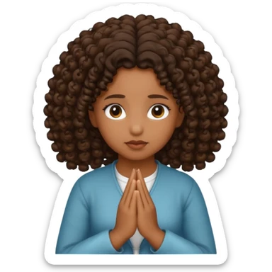 brown girl praying curls black sticker