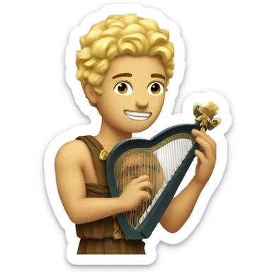 Apollo god. Holding a lyre with Blonde hair sticker