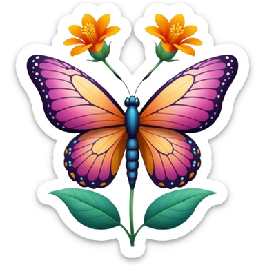 Mariposa en una flor sticker