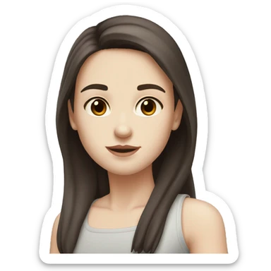 very dark brown haired and very dark brown eyed straight haired pale skinned girl sticker