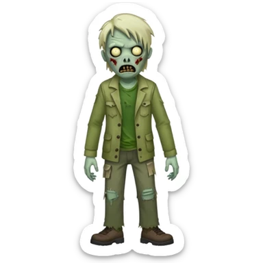 Walking zombie, tattered clothes, scary expression, realistic horror, no background





 sticker