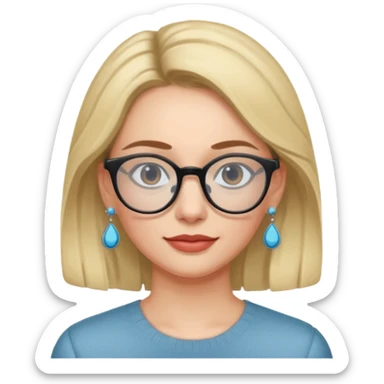 Signora con occhiali e orecchini celesti sticker