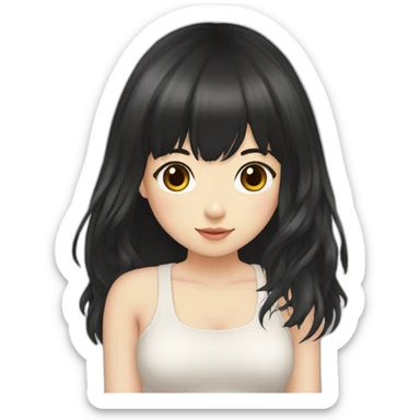 Longhair-Japanese-girlfriend-browneye-blackhair-bangs sticker