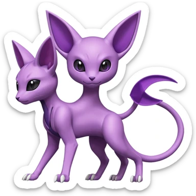 Black, Purple, Miraidon-Genesect-Espeon-Mewtwo-Fakémon-hybrid-creature (full body)  sticker