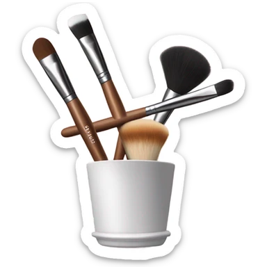 Realistic makeup brush in a cup holder sticker
