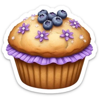 Lavender flower sprig muffin with berries and sugar crystals sticker