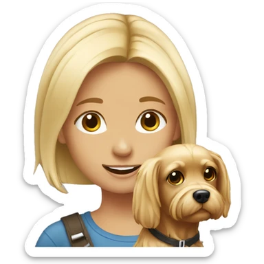 Blond girl with dog Yorkshire sticker
