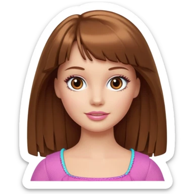 barbie merliah summers with girl with brown hair and brown fringe and light brown eyes  sticker
