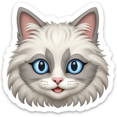 Neva masquerade cat with big blue eyes smiles  sticker