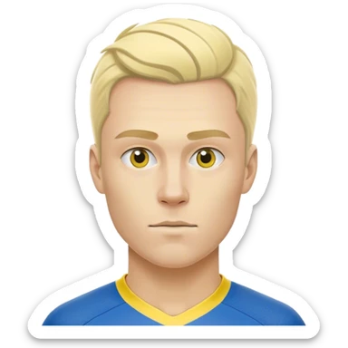 Swedish male soccer player with yellow and blue clothes and with the national flag on the chest without any sponsor sticker