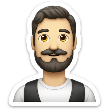 Hombre bigote barba pelo rapado con coleta sticker