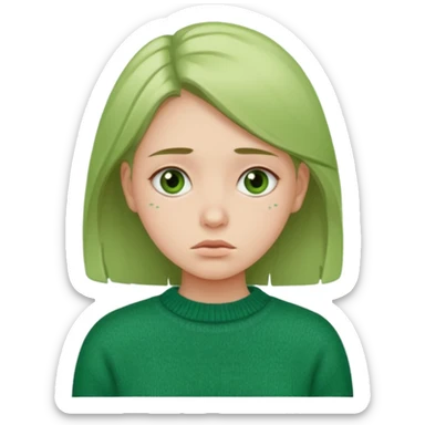 girl has sore throat in green sweater sticker