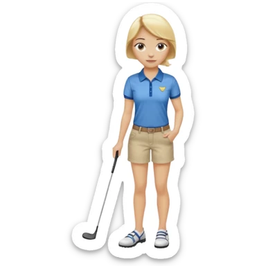 Girl with blonde hair and a golf shirt and jeans and sandals  sticker
