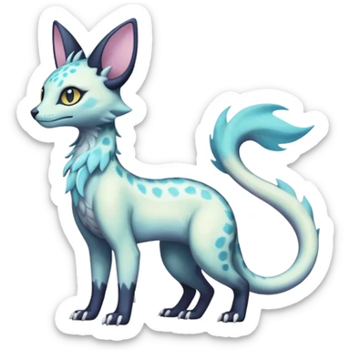 Shiny Pastel White Iridescent Celestial Salandit-Umbreon-Genet-Noivern-Noibat-Serval-Hybrid (Full body) sticker