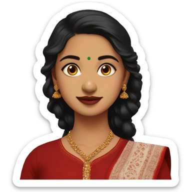 indian girl wearing full sleeve blood red kurti with jhumkas sticker