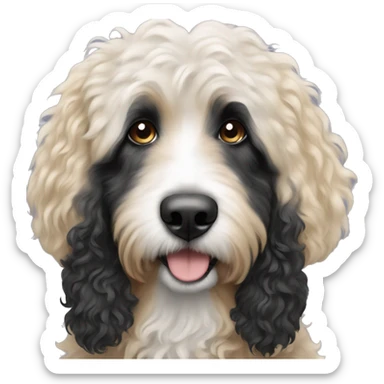 Bernedoodle black and white with pretty blonde lady sticker