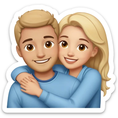 couple hug with warm smiles sticker