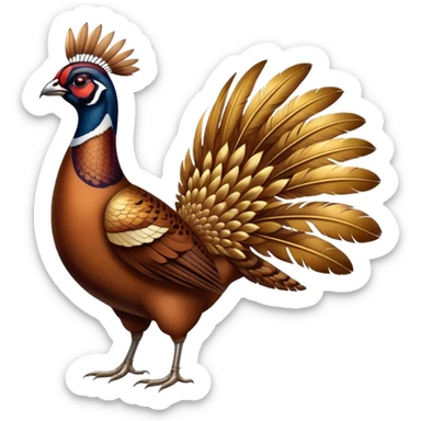 pheasant standing next to large number 1 sticker