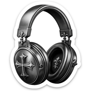 pink gothic headphones with metallic gothic motifs and reflective surfaces in chrome style sticker
