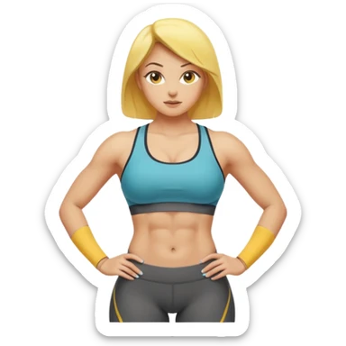 Female abs 6pack core yellow skin curves sticker