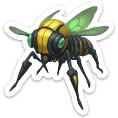 alien robotic bee creature  monster scifi roguelike rpg style inspired by slay thee spire sticker