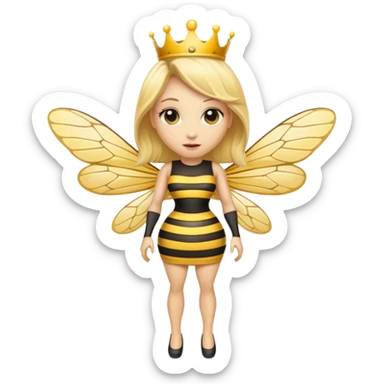 Full Body medium size Queen bee woman with  blonde hair and big nose sticker
