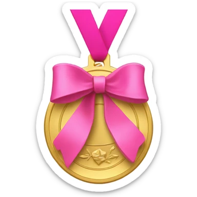 Gold medal with a pink ruban sticker