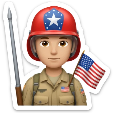 generate realistic white american soldier with small usa flag on shoulder sticker