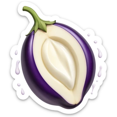 Aubergine into half peach splashing milk sticker